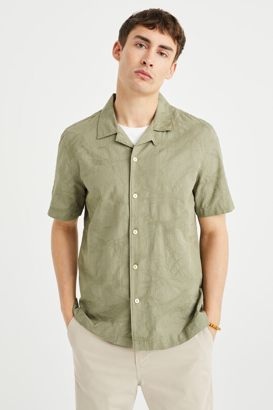 Herren-Boxy-Fit-Hemd mit Muster, Olivgrün