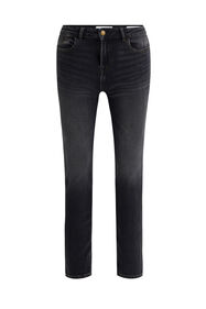 Damen-Skinny-Jeans mit normaler Bundhöhe und Stretch – Curve, Schwarz