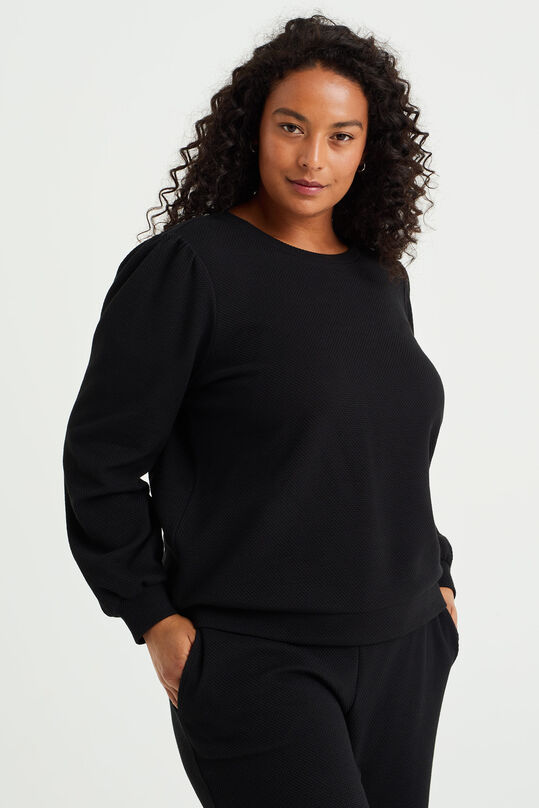 Damen-Sweatshirt mit Strukturmuster – Curve, Schwarz