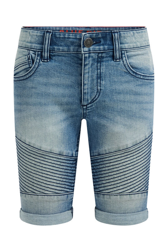 Jungen-Slim-Fit-Jeansshorts mit Biker-Details, Blau