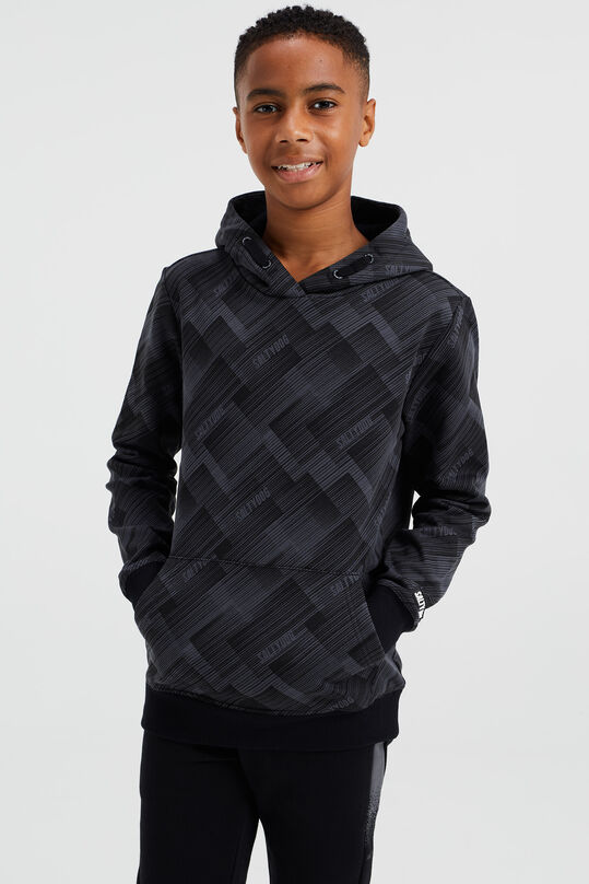Jungen-Kapuzensweatshirt mit Muster, Dunkelgrau
