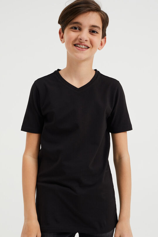 Jungen-Basic-T-Shirt, Schwarz