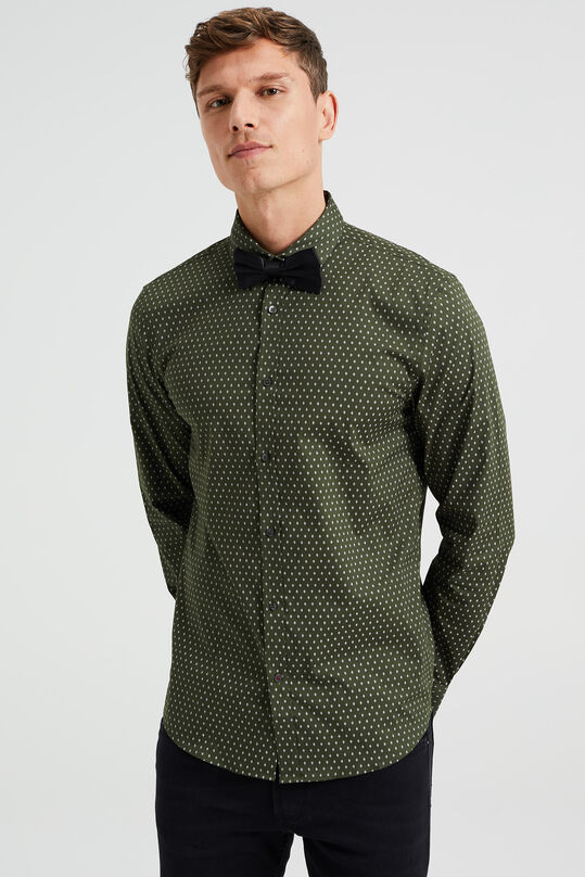 Herren-Slim-Fit-Hemd mit Muster, Dunkelgrün