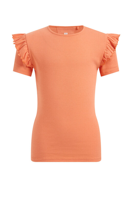 Mädchen-T-Shirt mit Rüschen, Orange