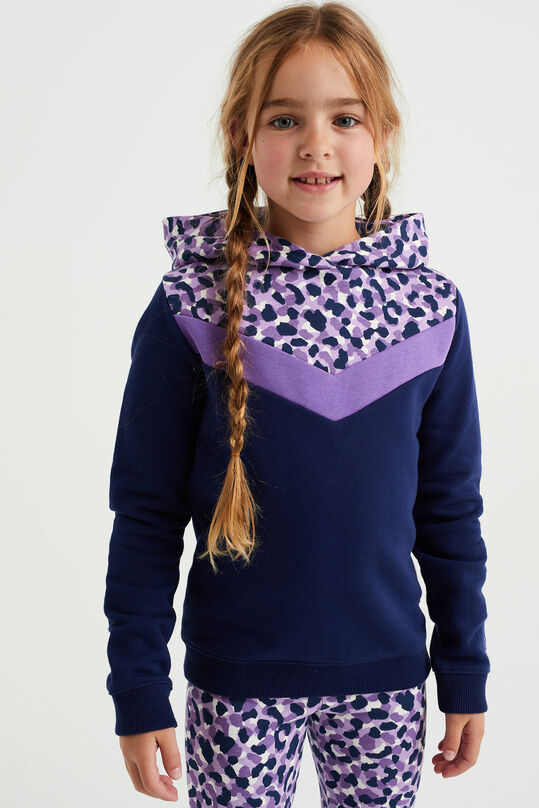 Mädchen-Sweatshirt mit Colourblock-Design, Marineblau