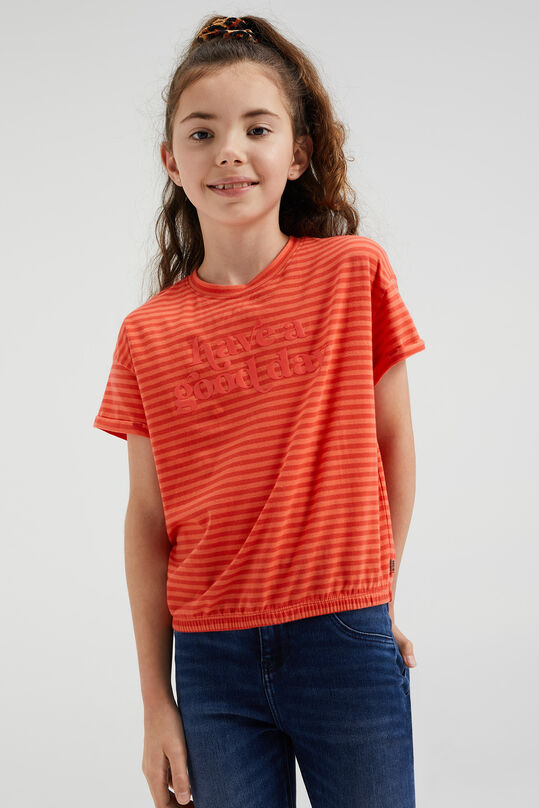 Mädchen-Langarmshirt mit Streifenmuster, Orange