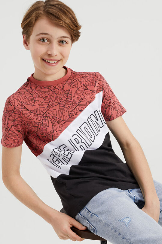 Jungen-T-Shirt mit Muster, Altrosa