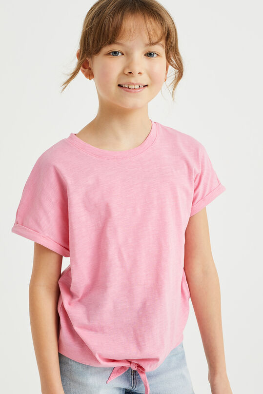 Mädchen-T-Shirt mit Knopfdetail, Rosa