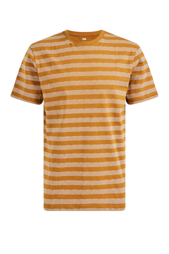 Herren-T-Shirt mit Streifenmuster, Ockergelb