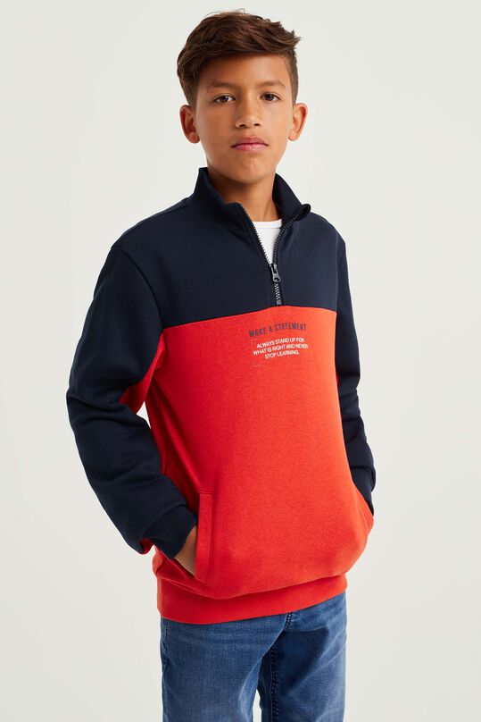 Jungen-Sweatshirt mit Aufdruck, Orange