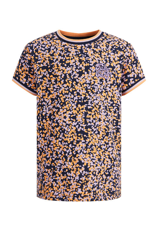 Mädchen-T-Shirt mit Muster, Dunkelblau
