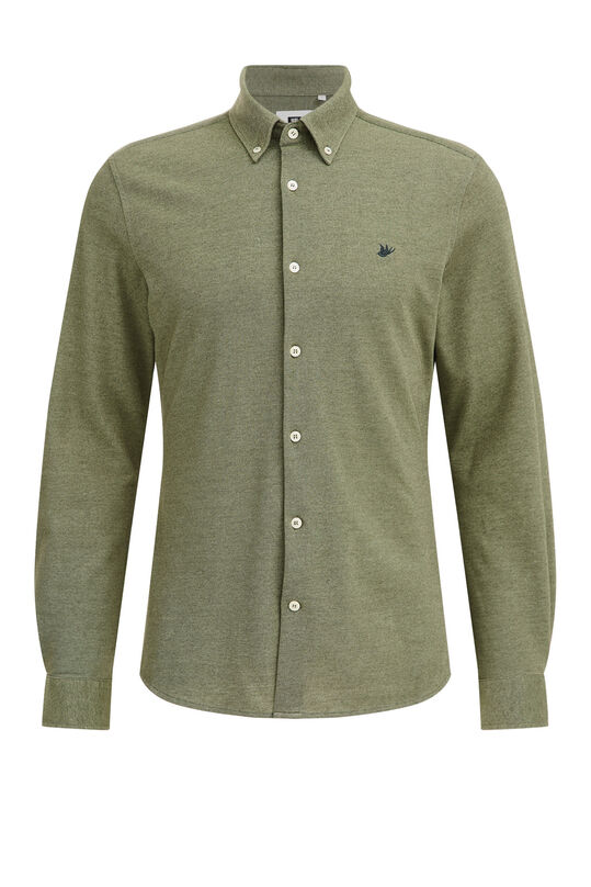 Herren-Slim-Fit-Hemd aus Piqué-Jersey, Giftgrün