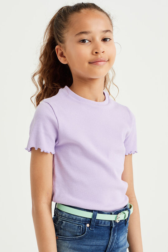 Mädchen-T-Shirt in Ripp-Optik, Slim-Fit, Lavendel