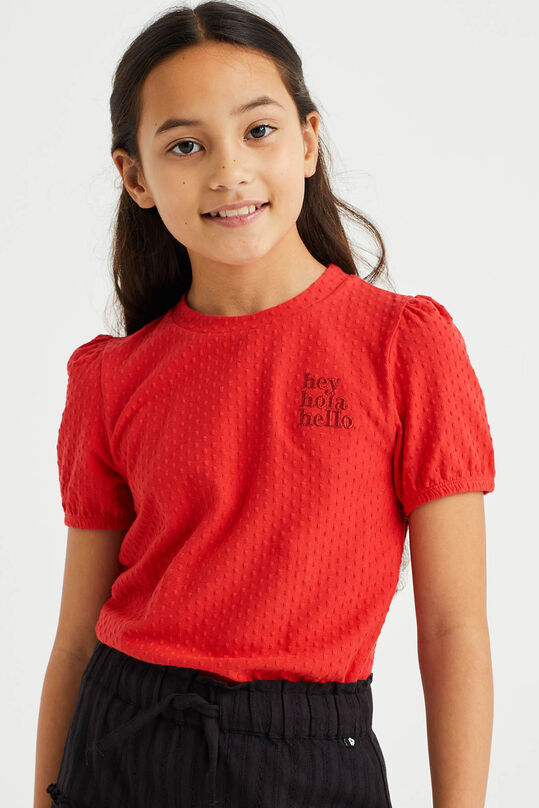 Mädchen-T-Shirt mit Strukturmuster, Rot