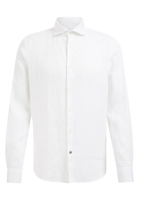 Herren-Regular-Fit-Hemd aus Leinen, Weiß