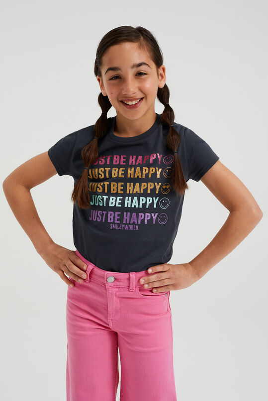 Mädchen-T-Shirt mit Glitzeraufdruck, Dunkelgrau
