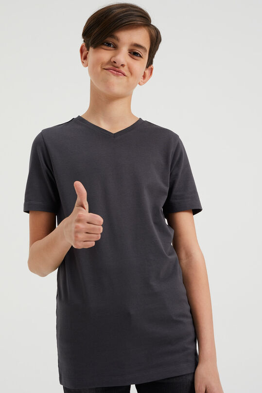 Jungen-Basic-T-Shirt, Dunkelgrau