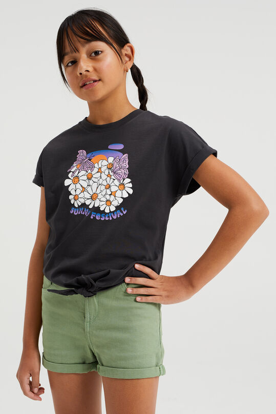 Mädchen-T-Shirt mit Aufdruck, Dunkelgrau