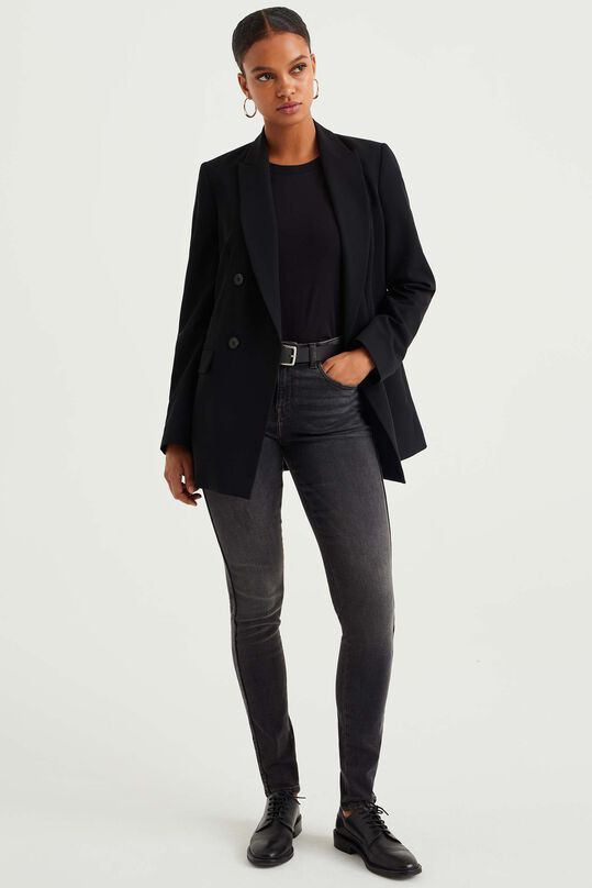 Damen-Skinny Jeans mit mittlerer Bundhöhe und Stretch, Schwarz