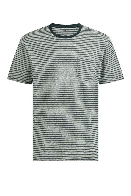 Herren-T-Shirt mit Streifen- und Strukturmuster, Meergrün