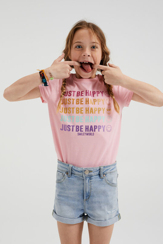 Mädchen-T-Shirt mit Glitzeraufdruck, Hellrosa