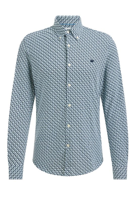 Herren-Slim-Fit-Hemd mit Muster, Blau