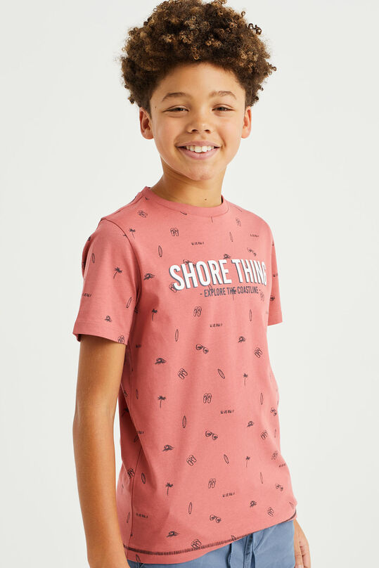 Jungen-T-Shirt mit Muster, Dunkelrot