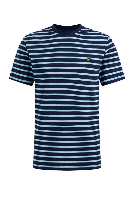 Herren-T-Shirt mit Streifenmuster, Tall-Fit, Dunkelblau