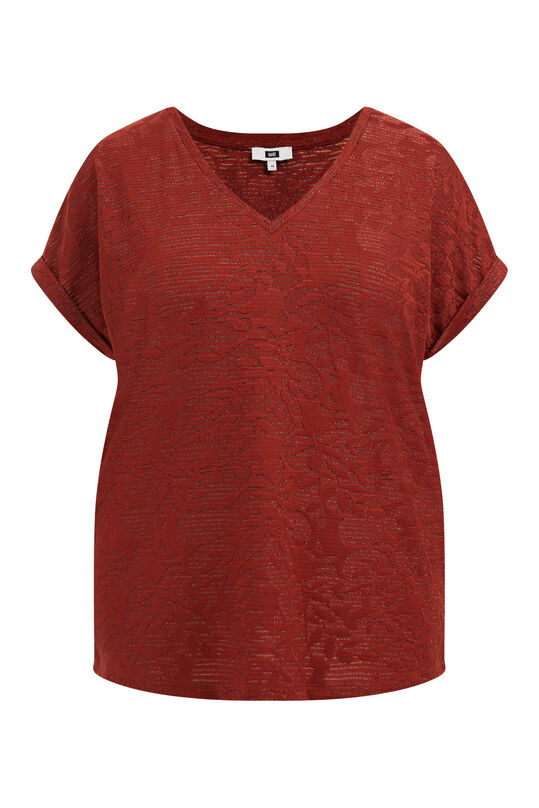 Damen-T-Shirt mit Glitzereffekt - Curve, Rostbraun
