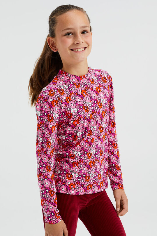 Mädchen-Langarmshirt mit Muster, Leuchtend rosa