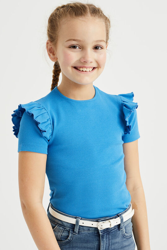 Mädchen-T-Shirt mit Rüschen, Blau