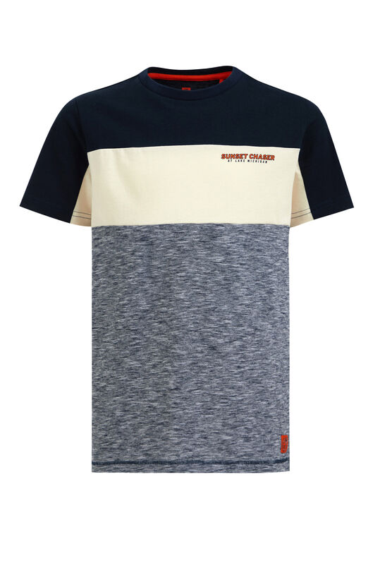 Jungen-T-Shirt mit Colourblock-Design, Dunkelblau