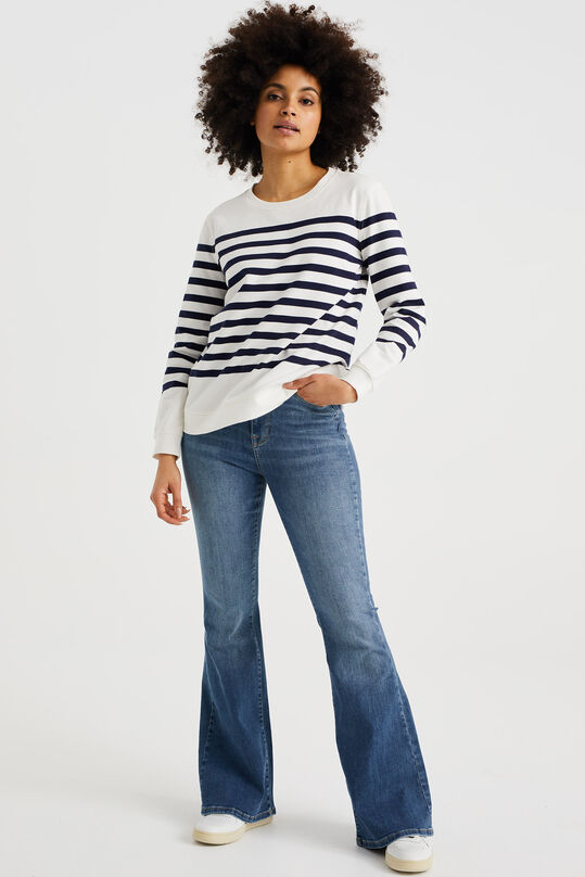 Damen-Flared-Jeans mit hoher Taille und Comfort-Stretch, Dunkelblau