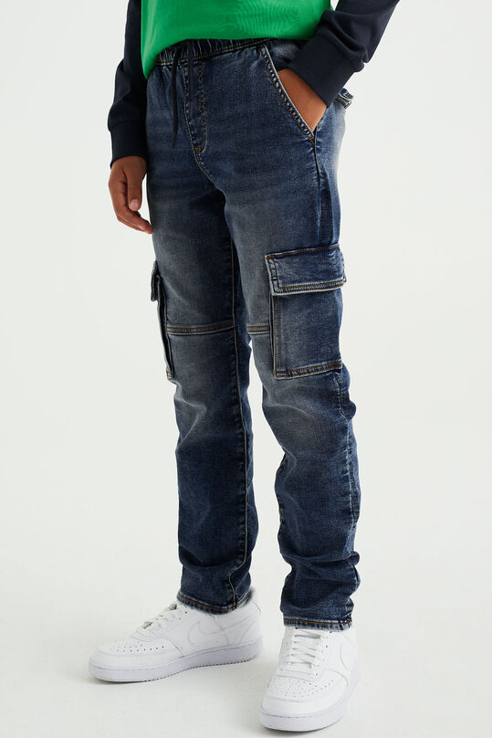 Jungen-Regular-Fit-Jeans mit Cargotaschen, Dunkelblau