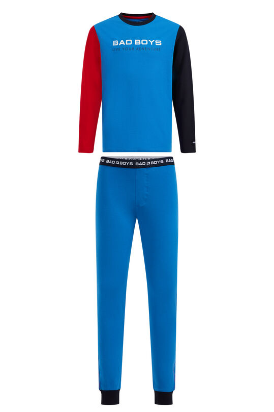Jungen-Schlafanzug mit Colourblock-Design und Aufdruck, Blau