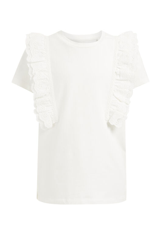 Mädchen-T-Shirt mit Lochstickerei, Weiß