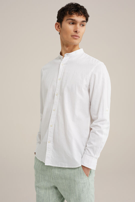 Herren-Slim-Fit-Hemd aus Leinen-Mix, Weiß