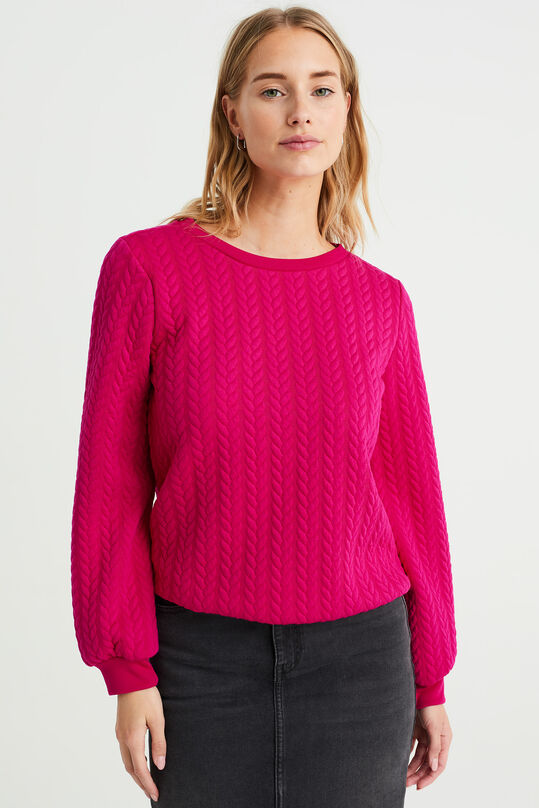 Damen-Sweatshirt mit Strukturmuster, Fuchsia