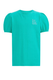 Mädchen-T-Shirt mit Strukturmuster, Mintgrün