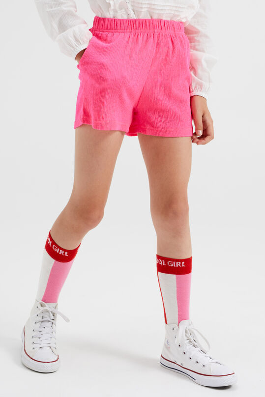 Mädchen-Shorts mit Strukturmuster, Leuchtend rosa