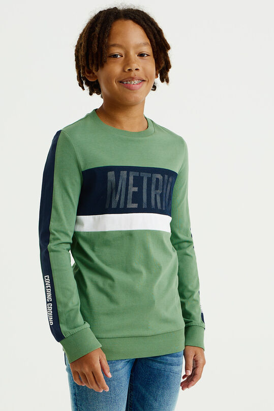 Jungen-Langarmshirt mit Colourblock-Design, Armeegrün