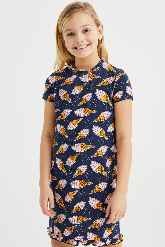 Mädchen-Nachthemd mit Muster, Dunkelblau