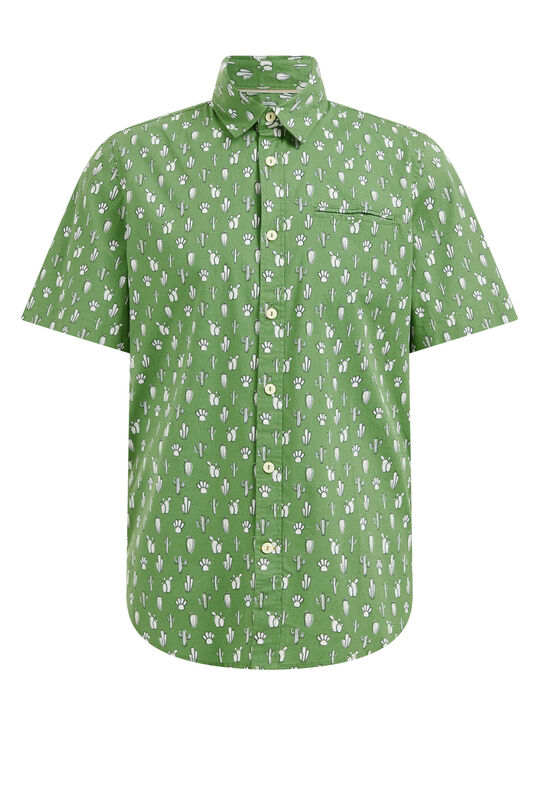 Herren-Regular-Fit-Hemd mit Muster, Dunkelgrün