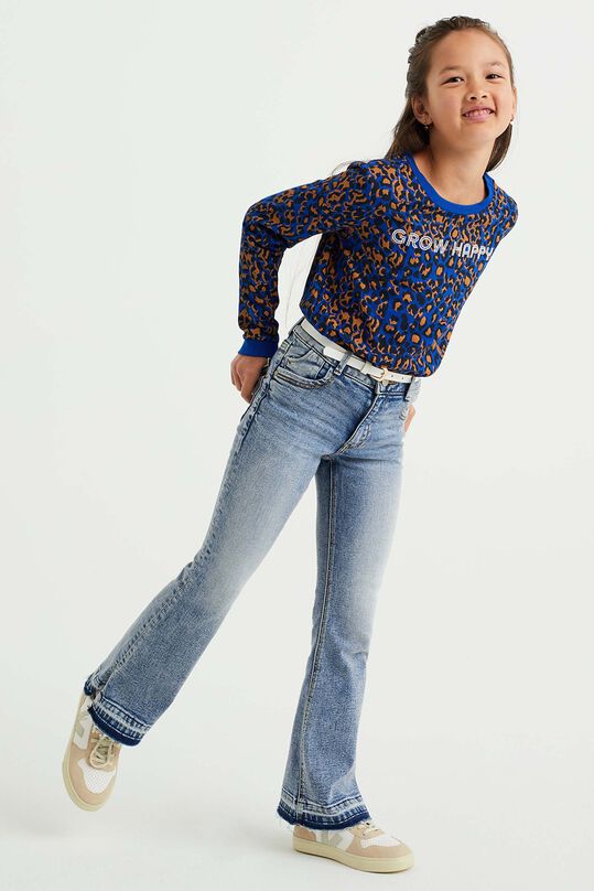 Mädchenshirt mit Muster und Stickerei, Kobaltblau