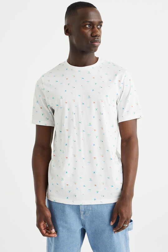 Herren-T-Shirt mit Muster, Weiß
