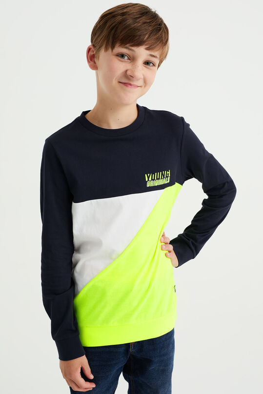 Jungen-T-Shirt mit Colourblock-Design, Knallgelb