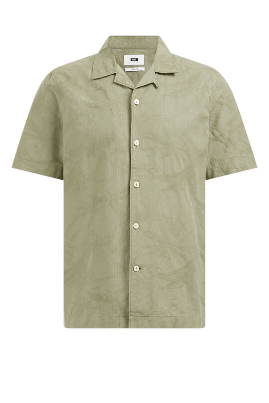 Herren-Boxy-Fit-Hemd mit Muster, Olivgrün