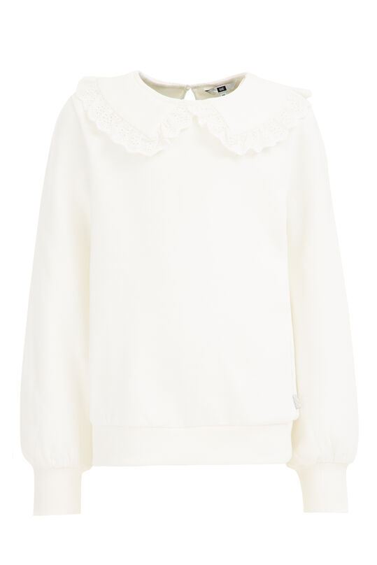Mädchen-Sweatshirt mit Kragen, Weiß