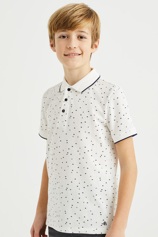 Jungen-Poloshirt mit Muster, Weiß