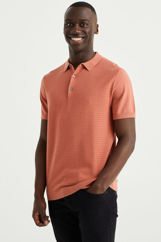 Herren-Poloshirt mit Strukturmuster, Orange